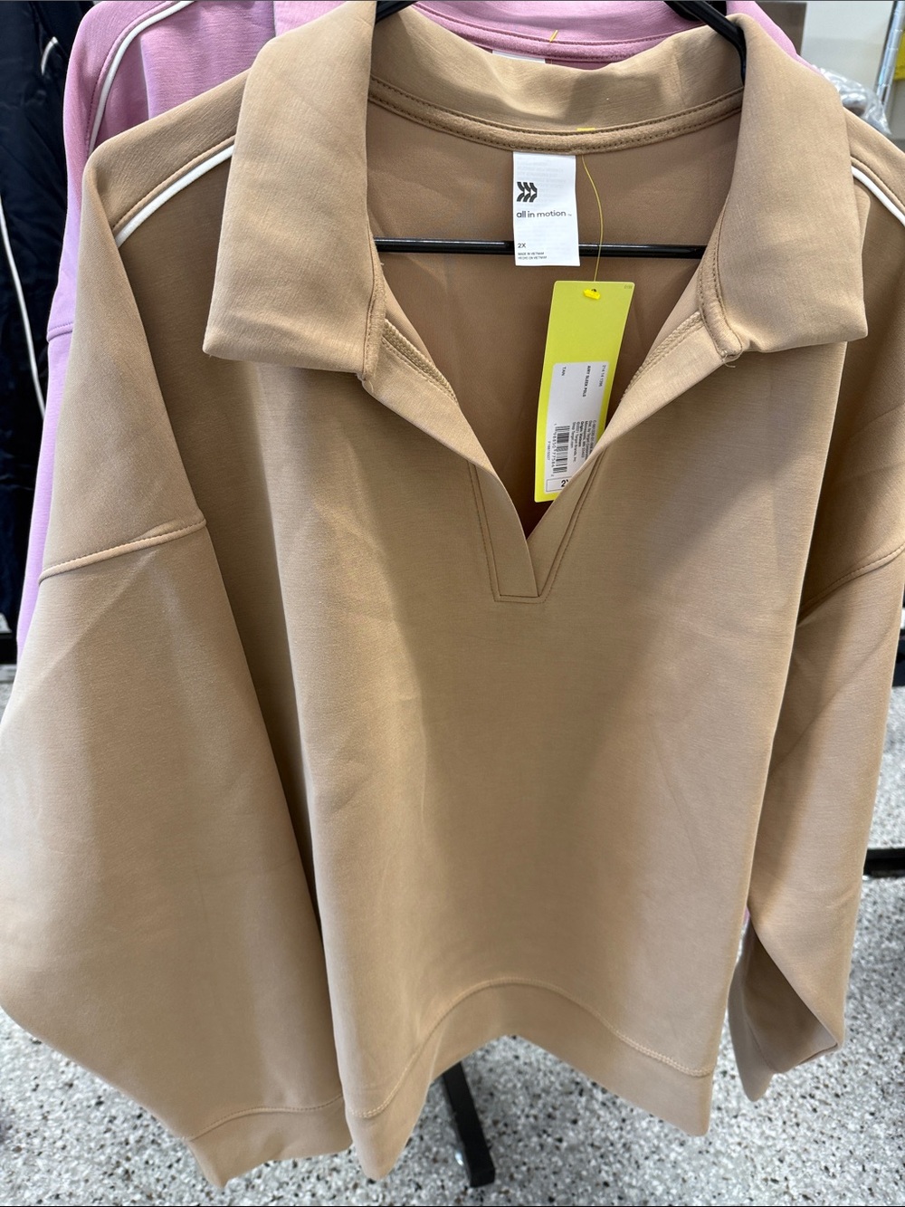 all in motion Tan Open V-Neck Pullover NWT - Picture 6 of 10